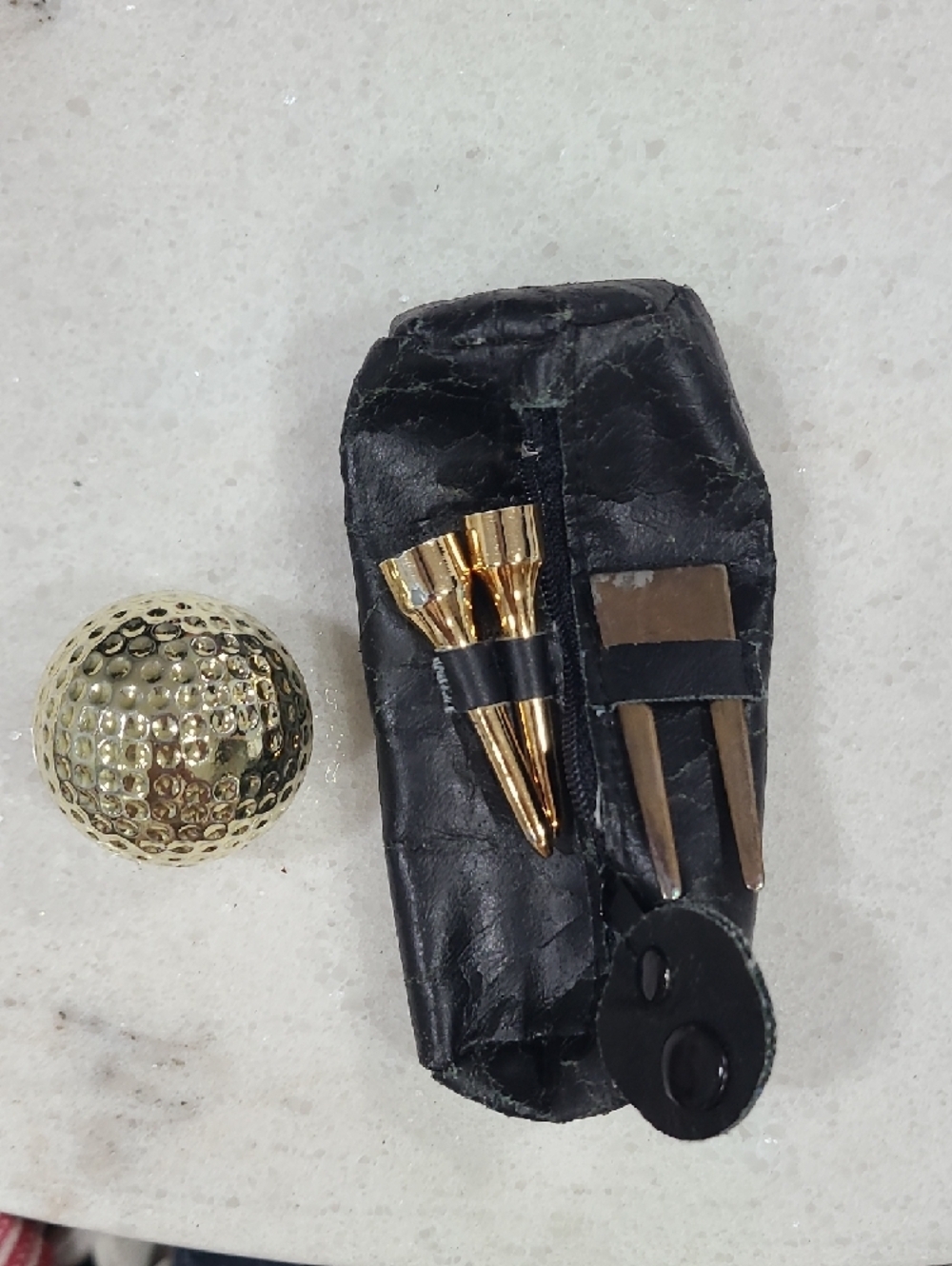 Men's Black  Accessory Pouch with Gold Accent  Golf Tool Holders